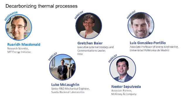 Panelists for the Decarbonizing Thermal Processes session. Graphic courtesy of MITEI.