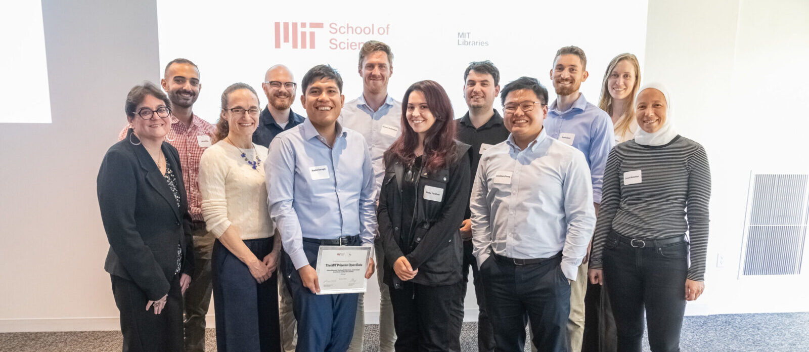 All of the 2025 MIT Open Data Award recipients. Photo by Bryce Vickmark.